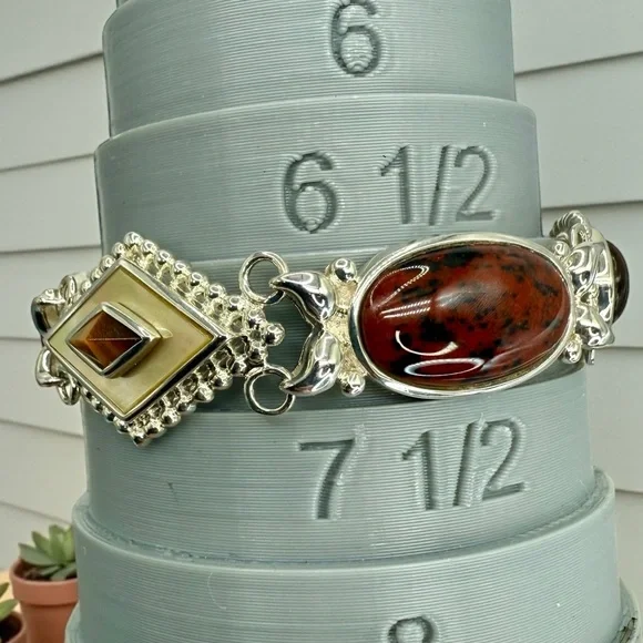 Whitney Kelly Sterling Silver Multi-Stone Beaded Frame Toggle Bracelet 7.5” - Picture 13 of 17